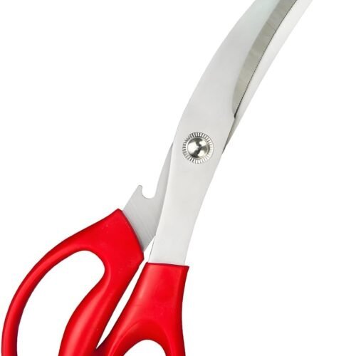 Stainless Steel Barbecue Scissors with Curved Blade, Serrated Design and Double Injection Handle