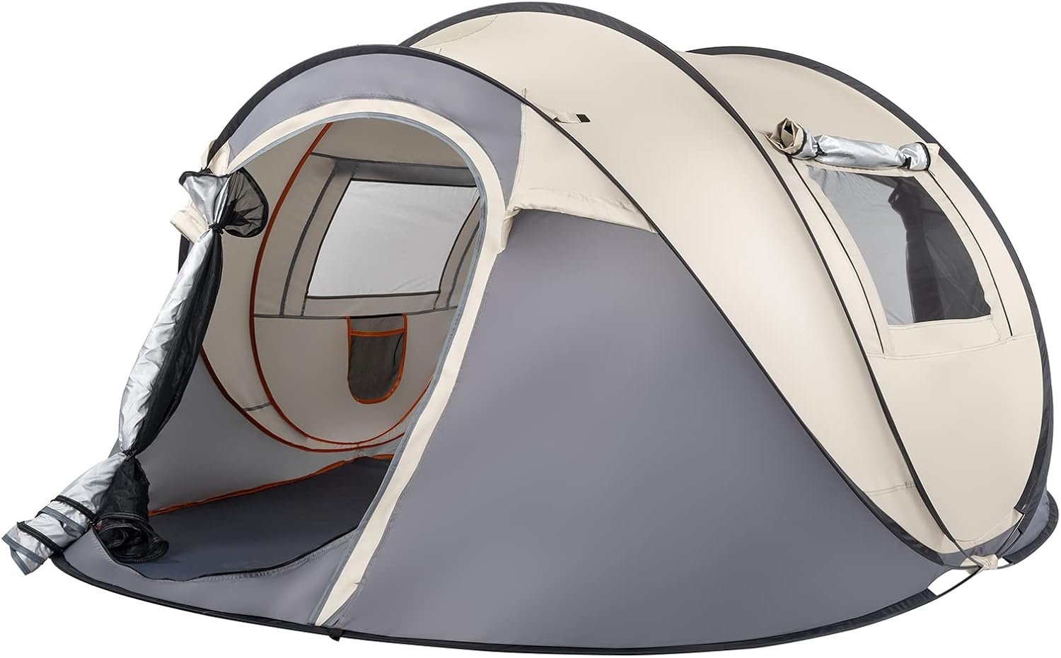 4 Person Pop Up Tent, Waterproof, 2 Doors, Instant Setup, for Hiking & Traveling