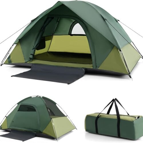2 Person Backpacking Tent, with Removable Rainfly, Floor Mat, 4 Mesh Walls, Zippered Doors