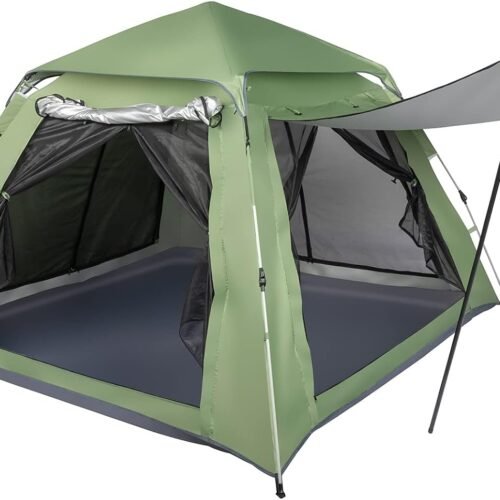 4 Person Dome Tent, Weatherproof, with Rainfly, Carry Bag, 2 Windows, 2 Doors, for Airflow