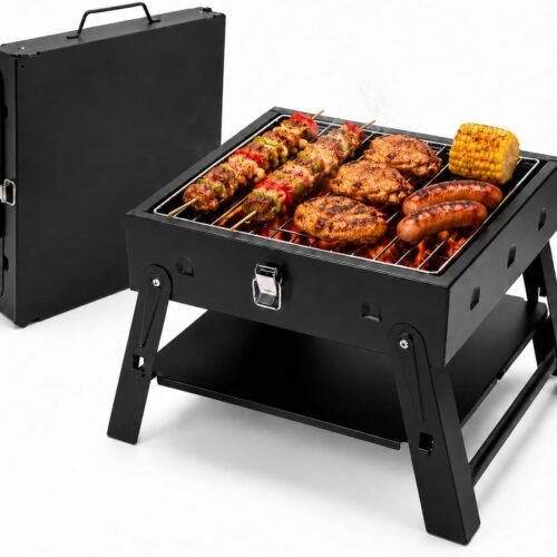 Small Portable Charcoal Grill: Mini Folding Desktop Grill | Outdoor Cooking, Camping, Beach Travel, Picnics, Party Gifts, Father's Day, Birthday Gift