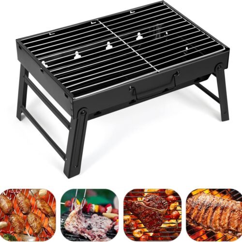 Folding Portable BBQ Grill, Charcoal Grill, Complete Tool Set, Suitable for Outdoor Camping, Hiking, Picnics, Party, Backpacking Travel (Medium Size)