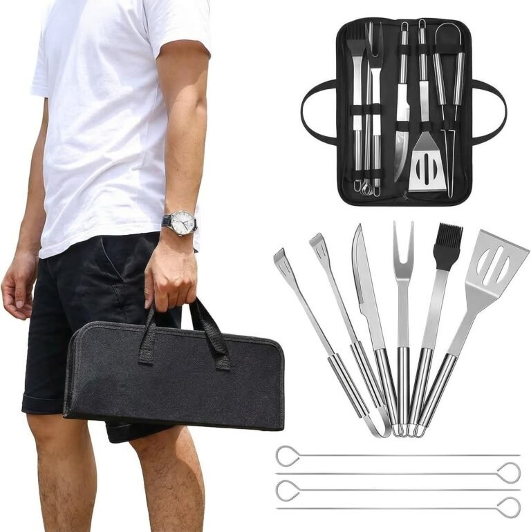 9 Piece BBQ Grill Tool Set, Stainless Steel with Storage Bag