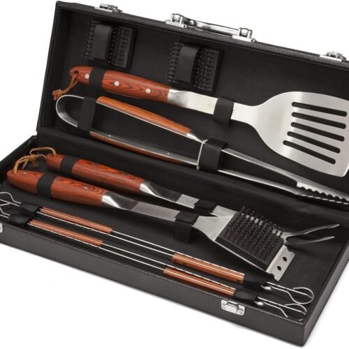 10 Piece Premium Grilling Set with Stainless Steel BBQ Tools and Storage Tote
