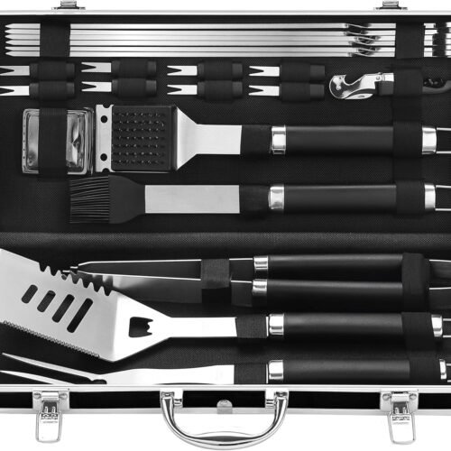 22PCS Stainless Steel Barbecue Grill Accessories with Aluminum Case, Ideal Gift for Men